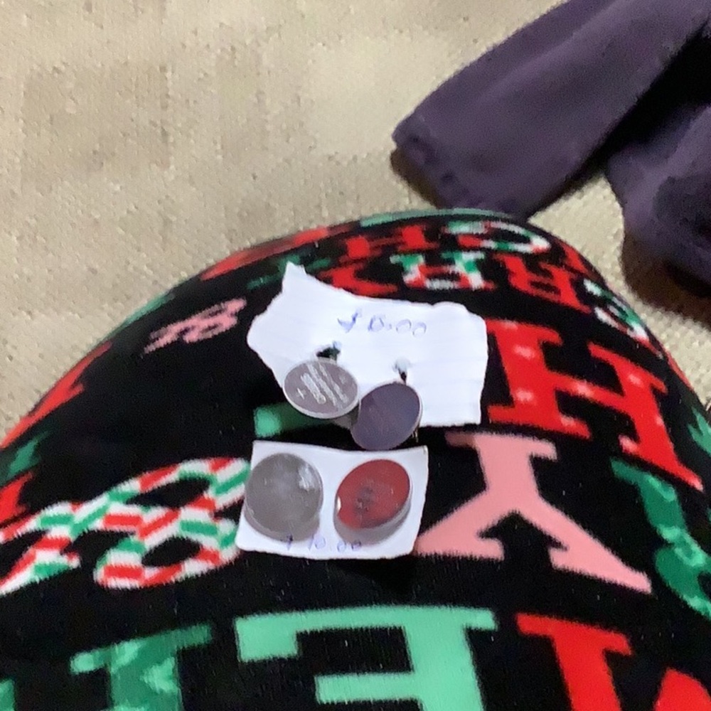 Silver and Black Round Earrings